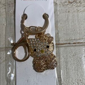 Mint Gold and Silver Cat Keychain